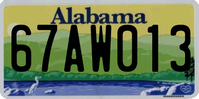 AL license plate 67AW013