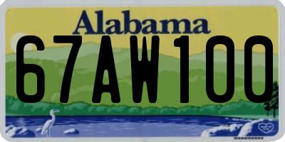 AL license plate 67AW100