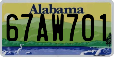 AL license plate 67AW701