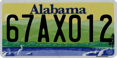 AL license plate 67AX012
