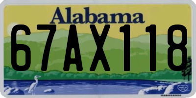 AL license plate 67AX118