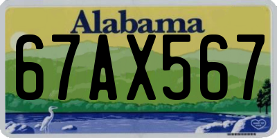 AL license plate 67AX567