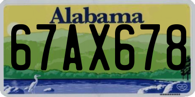 AL license plate 67AX678