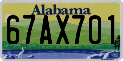 AL license plate 67AX701