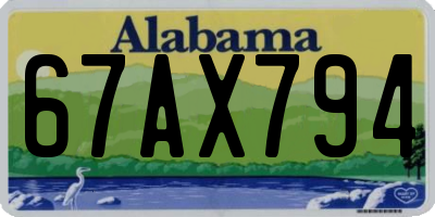 AL license plate 67AX794
