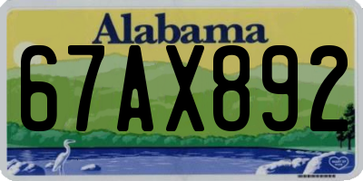 AL license plate 67AX892