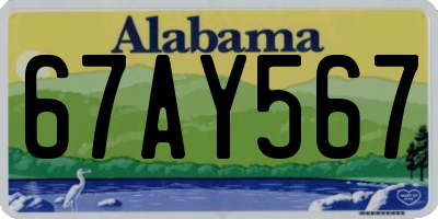 AL license plate 67AY567