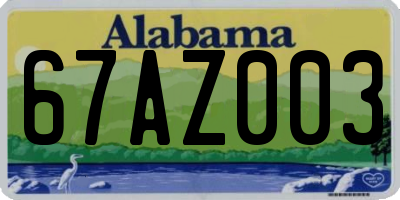AL license plate 67AZ003