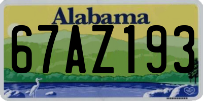 AL license plate 67AZ193