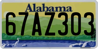 AL license plate 67AZ303