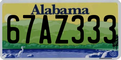 AL license plate 67AZ333