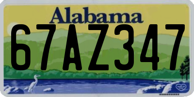 AL license plate 67AZ347