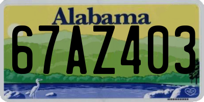 AL license plate 67AZ403