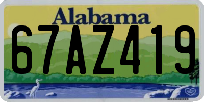 AL license plate 67AZ419