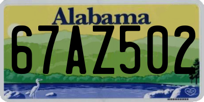 AL license plate 67AZ502