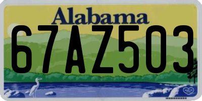 AL license plate 67AZ503
