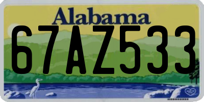 AL license plate 67AZ533