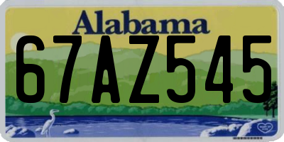 AL license plate 67AZ545