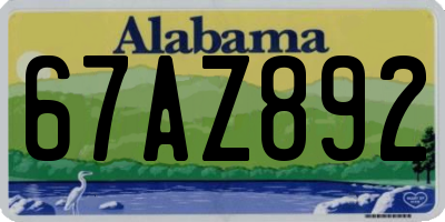 AL license plate 67AZ892