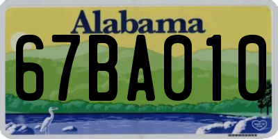 AL license plate 67BA010