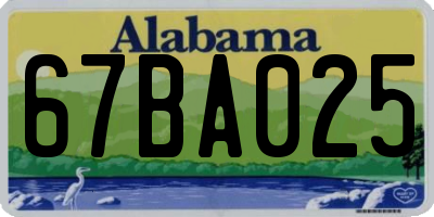 AL license plate 67BA025