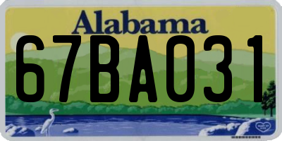 AL license plate 67BA031