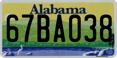 AL license plate 67BA038