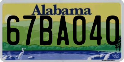 AL license plate 67BA040