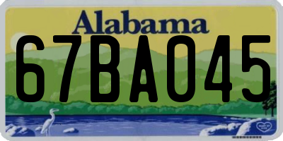 AL license plate 67BA045