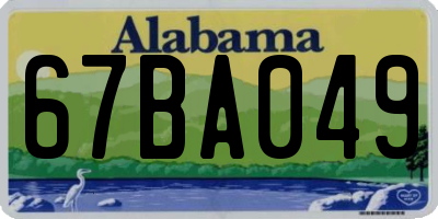 AL license plate 67BA049