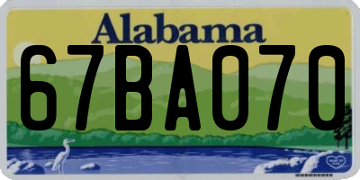 AL license plate 67BA070