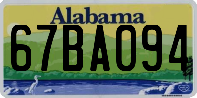 AL license plate 67BA094