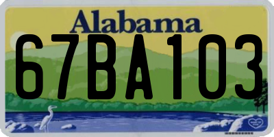AL license plate 67BA103