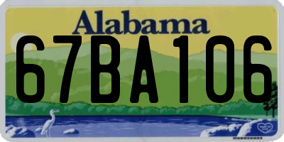 AL license plate 67BA106