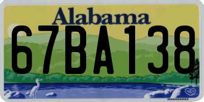 AL license plate 67BA138
