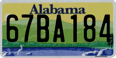 AL license plate 67BA184