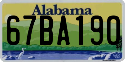 AL license plate 67BA190