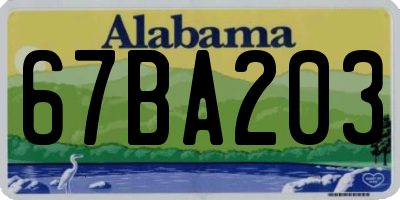 AL license plate 67BA203