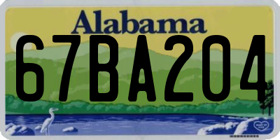 AL license plate 67BA204