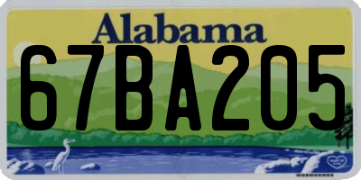 AL license plate 67BA205