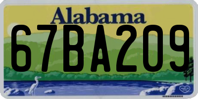 AL license plate 67BA209