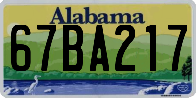 AL license plate 67BA217