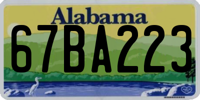AL license plate 67BA223