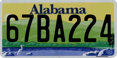 AL license plate 67BA224
