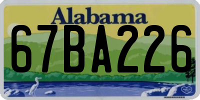 AL license plate 67BA226