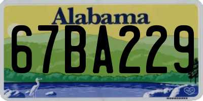 AL license plate 67BA229