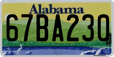 AL license plate 67BA230