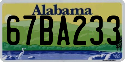 AL license plate 67BA233