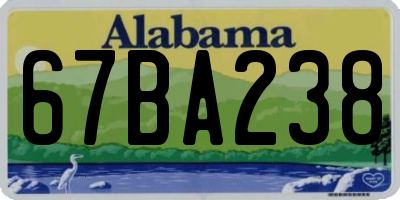 AL license plate 67BA238