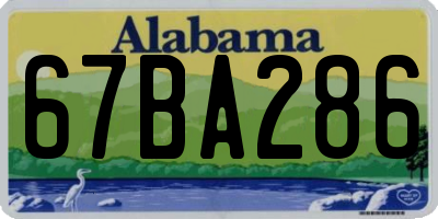 AL license plate 67BA286